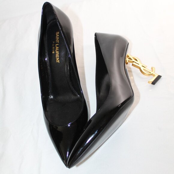 NWOB YSL Saint Laurent Opyum Logo Heel Patent Leather Pumps Heels 38.5 - Picture 2 of 9